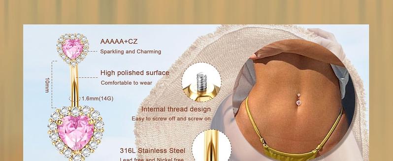 Shiny Pink Heart Belly Button Ring Piercing Jewelry 8Pcs 14G Surgical Stainless Steel Navel Piercing Jewelry Hypoallergenic Cute Opal Butterfly Belly Button Rings for Women Shiny Pink Heart Belly Button Ring Piercing Jewelry 8Pcs 14G Surgical Stainless Steel Navel Piercing Jewelry Hypoallergenic Cute Opal Butterfly Belly Button Rings for Women