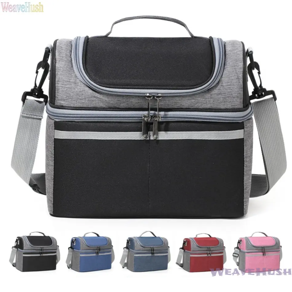 Solid Color Polyester Lunch Bag, Compact Crossbody Tote Style Insulated Cooler with Double Layer for Work/School Daily Meals, Insulated Bag, Thermal Cooler, Cooler Bags, Casual Cooler Bags