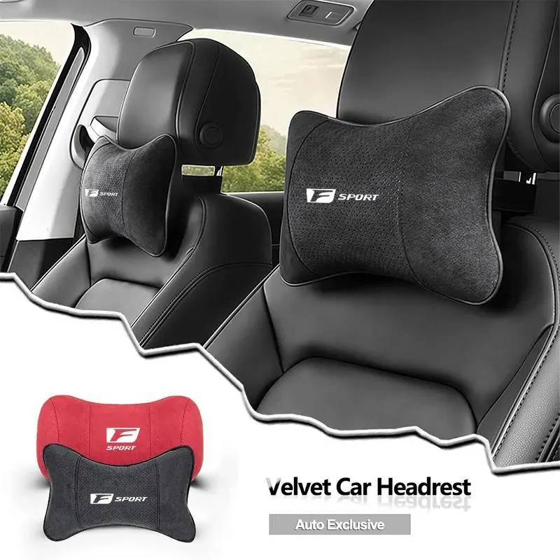 Suede Headrest Car Breathable Memory Foam Neck Pillow For Lexus F Sport GX RX450h IS350 IS200 UX250h LC500 RC LS RX300 GS NX RX