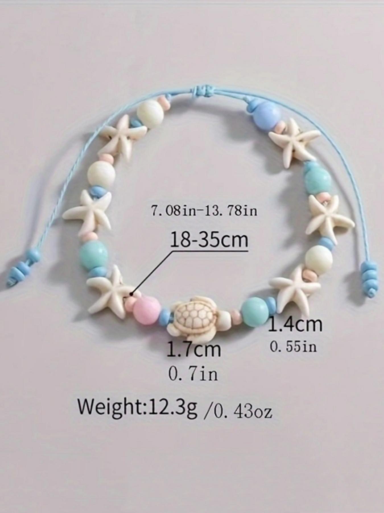 Fashionable Starfish & Turtle Design Beaded Anklet, Fashion Jewelry for Party, Daily Clothing Decor, Trendy All-match & Exquisite Jewelry for Birthday Gift