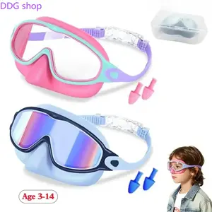 2-Pack Wide Vision Swim Goggles Anti Fog UV400 Protection Leakproof Soft Silicone Eyewear With Nose Clip Comfort Adjustable Strap Portable Swimming Set Fit Ages 3-14 Pool Diving Beach Leisure Water Sports Outdoor Daily Swim Activity summerwins