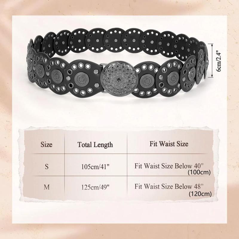 XZQTIVE Western Belts for Women Vintage Disc Waist Belts Concho Leather Belts Boho Waist Belt for Dress Jeans, Bronze Black XZQTIVE Western Belts for Women Vintage Disc Waist Belts Concho Leather Belts Boho Waist Belt for Dress Jeans, Bronze Black