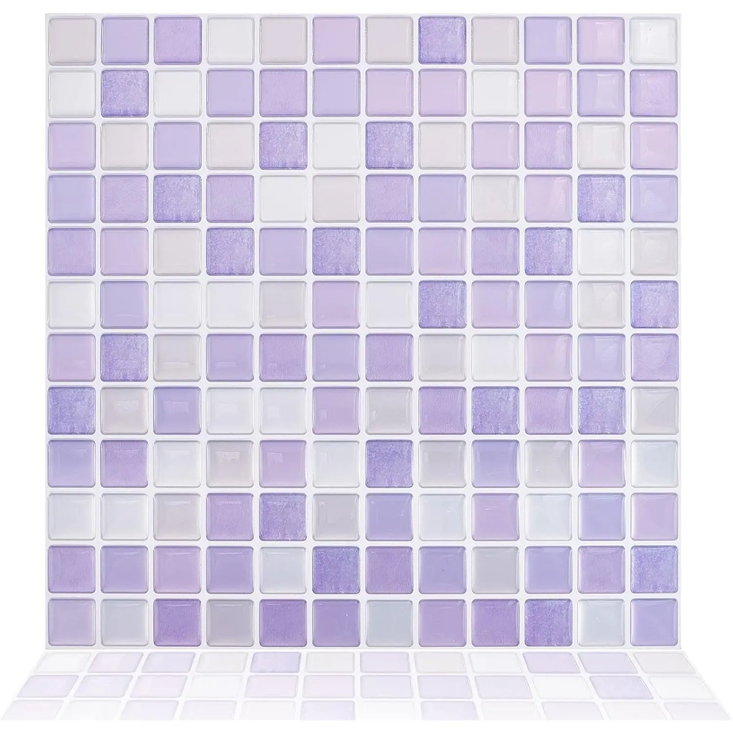 5 count Peel and Stick Backsplash  Square  Mosaic Removable Tile Stickers Self Adhesive Tiles Stick- Vinyl Wall Tiles for Kitchen Bathroom  Decor, 9.3" X 9.3" Covering 3 Sq.ft