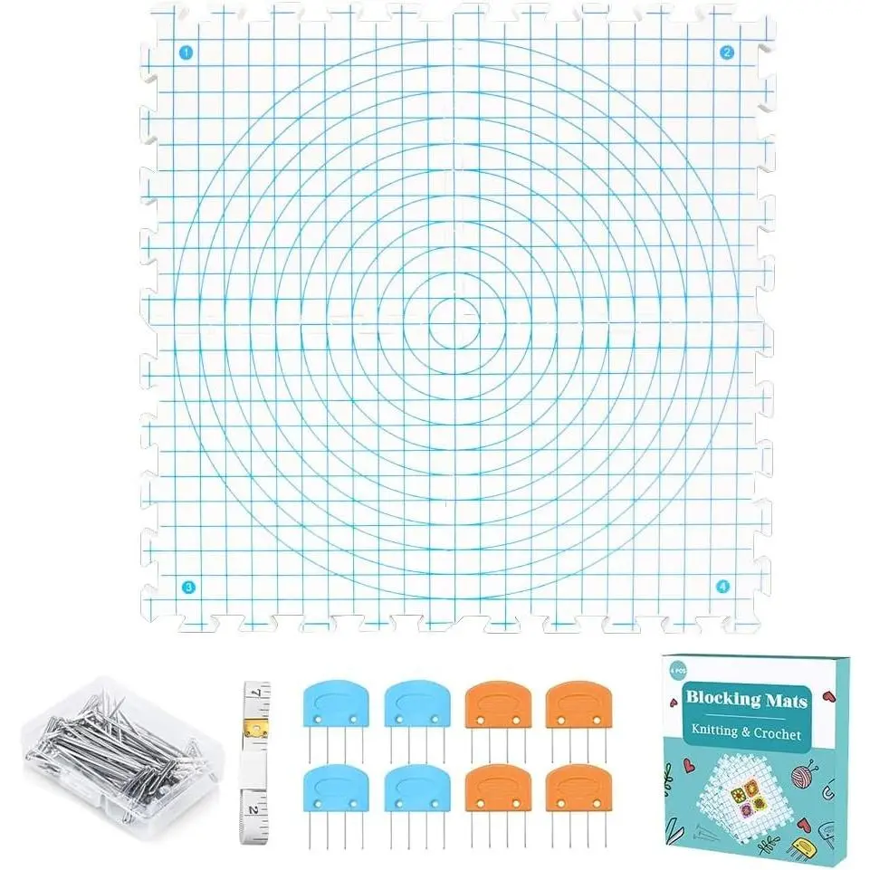 Knitting & Crocheting Blocking Mats - Extra Thick Gridded Blocking Boards for Crafting, White Knitting Tools