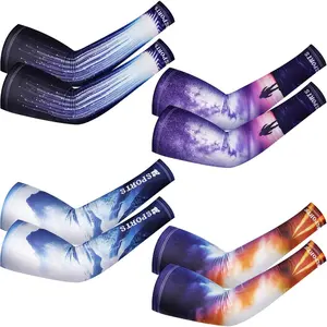 4 Pairs UV Sun Protection Arm Sleeves Cooling Sports Sleeve Anti Slip Ice Silk Warmers Arm Covers  Men Women
