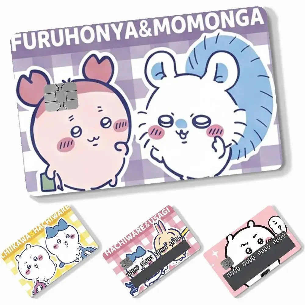 Cartoon Kawaii Chiikawas 4pcs Credit Card Skin Stickers Suitable for Bank Debit Subway Bus Transit Pass Decorative Cover