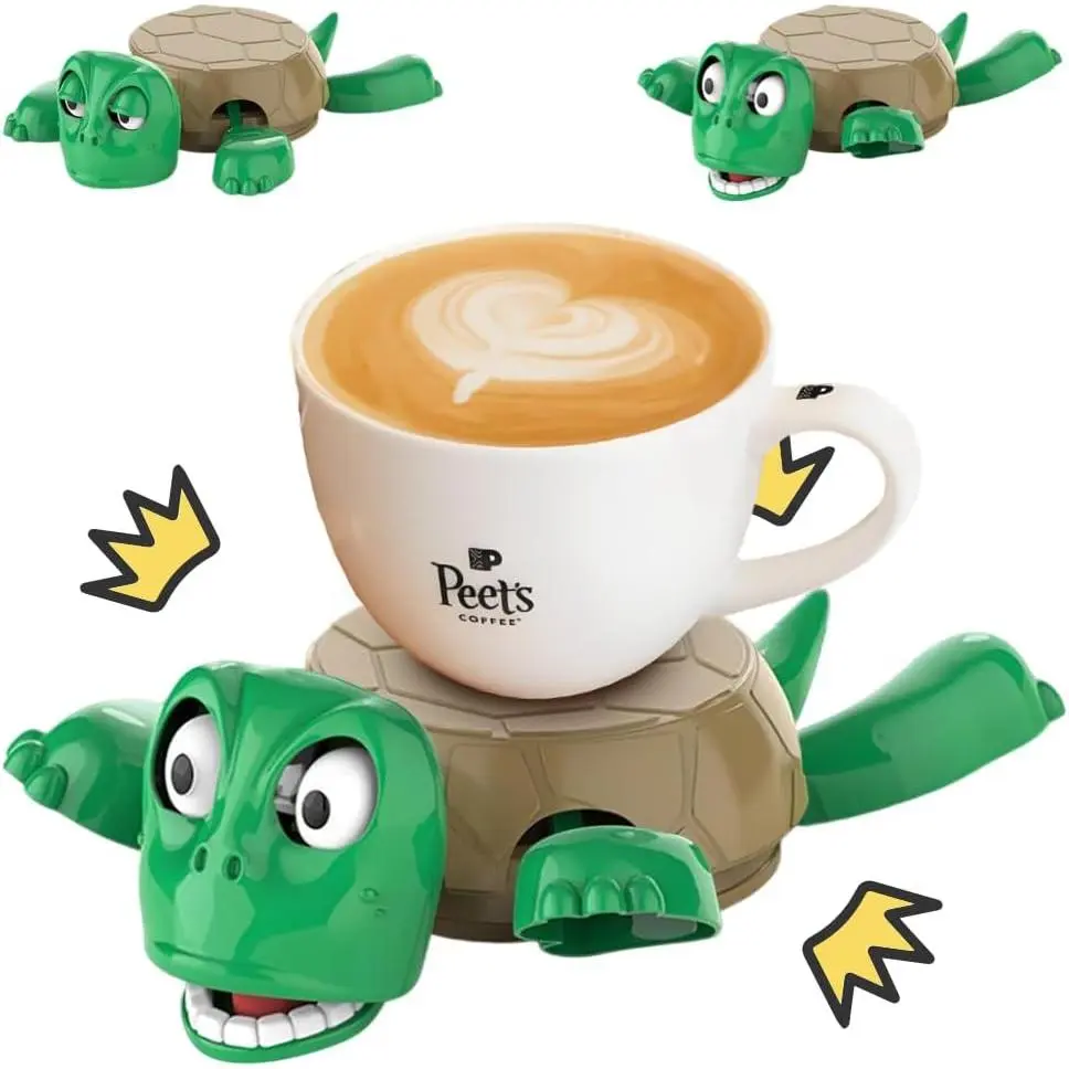 Turtle Coaster, 3D Printed Funny with Interactive Expression, Hilarious Open Eyed When Put a Glass on His Back, Turtle Cup Holder, Home Decor & Kitchen Accessories, Gag Gift Tortoise Lovers