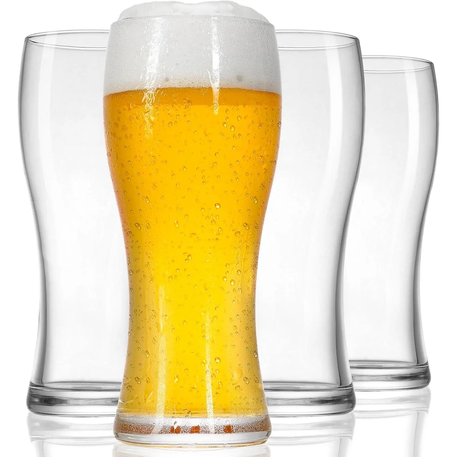 Beer Glasses Set of 4, 15.5 oz Pint Pilsner Glasses, Ideal Beer Mug Gifts for Men & Father