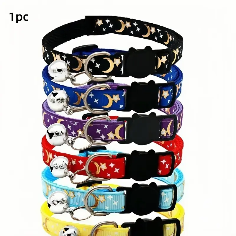 Reflective Pet Collar with Bell, Adjustable Safety Buckle, Suitable for Cats and Small Dogs, Soft and Comfortable