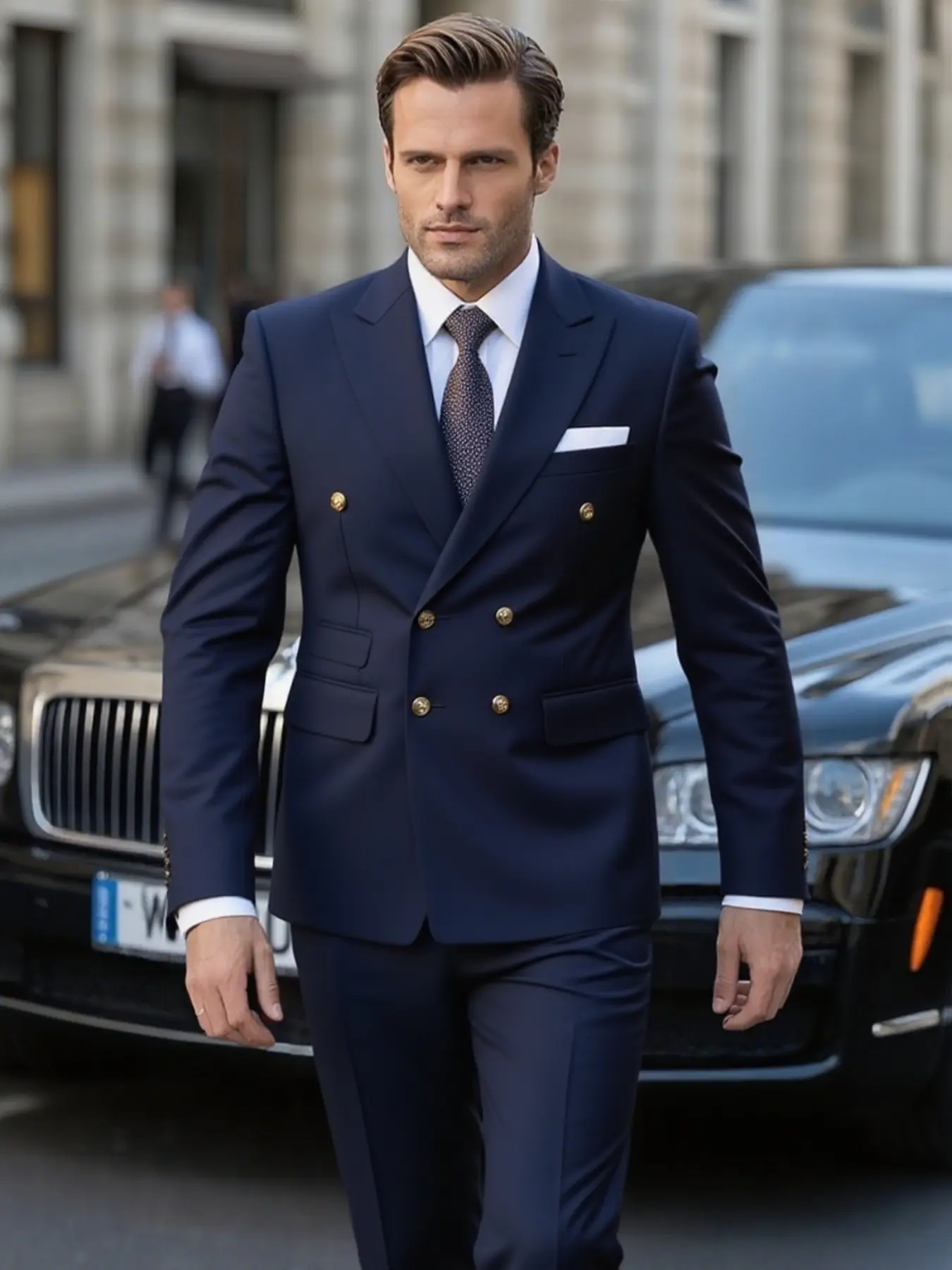 Elegant Wedding Suit Set for Men Double Breasted Peak Lapel Blazer Pants Office Party