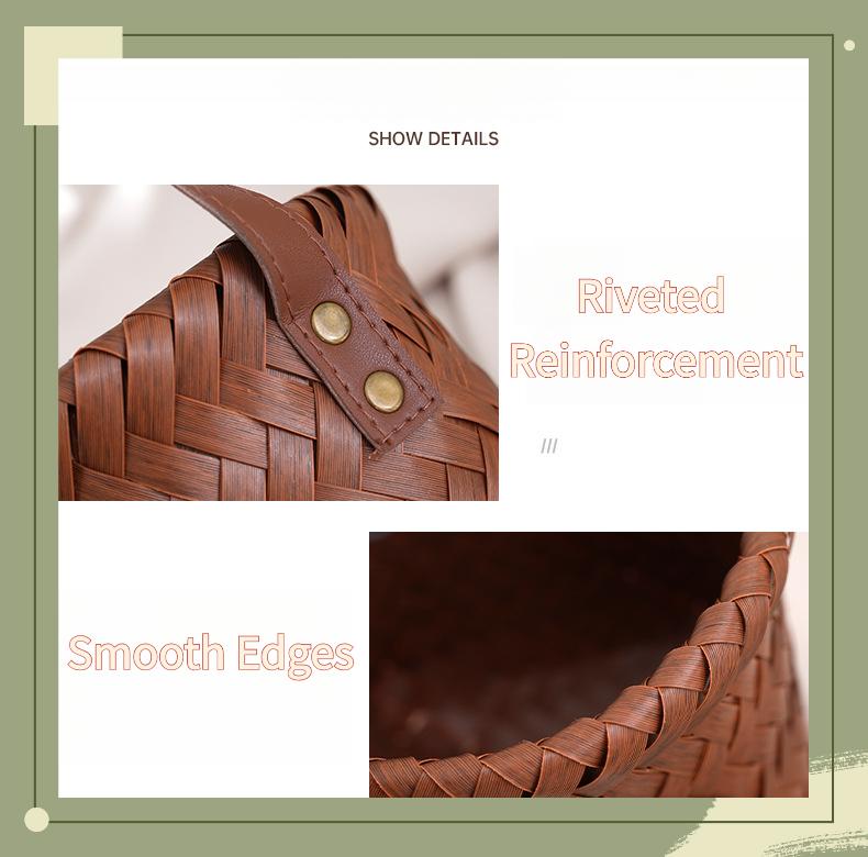 Vintage wall-mounted imitation rattan woven storage basket for entryway, keys, miscellaneous items, large-capacity household snack storage basket