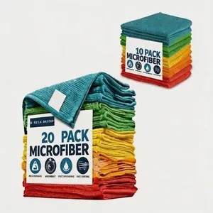 Super Absorbent Quick-Dry Microfiber Cloths, 10/20 Pieces, 9.84x9.84 Inches, Scratch-Free, Ideal for Kitchen and Bathroom, Durable and Vibrant Colors