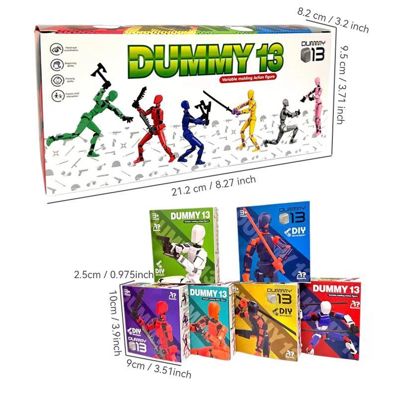 Action Doll Toy, 6-Count 3D Trend Toy Model Set, Articulating Figures, Action Figurine, Multi-Jointed Movable DIY Assembled Digital Man Figure, Realistic Desktop Decoration Ornament Handmade Grape Crystal Mochi Cute Toothed Plush