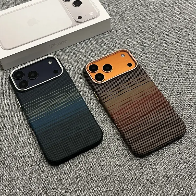 Magnetic Carbon Fiber Case with Stand for iPhone, Premium Striped Pattern Hard Protective Cover with Built-in Kickstand, Shockproof Slim Phone Case for iPhone 17 16 15 14 13 12 Pro Max Plus Air 16e 17e