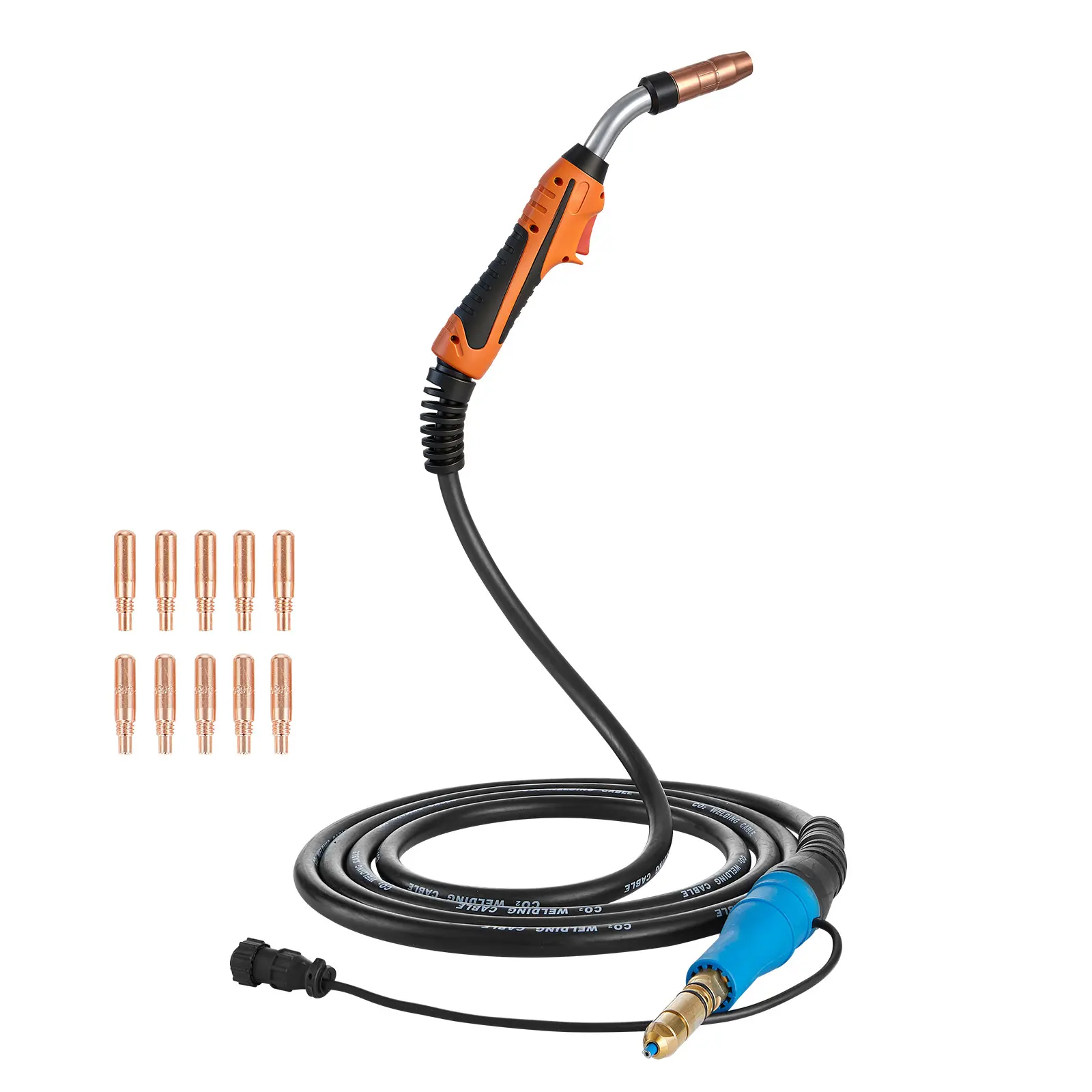 250A MIG Welding Gun with 15FT Cable, Replacement for Miller MDX-250 - with 11PCS Mig Welding Contact Tips