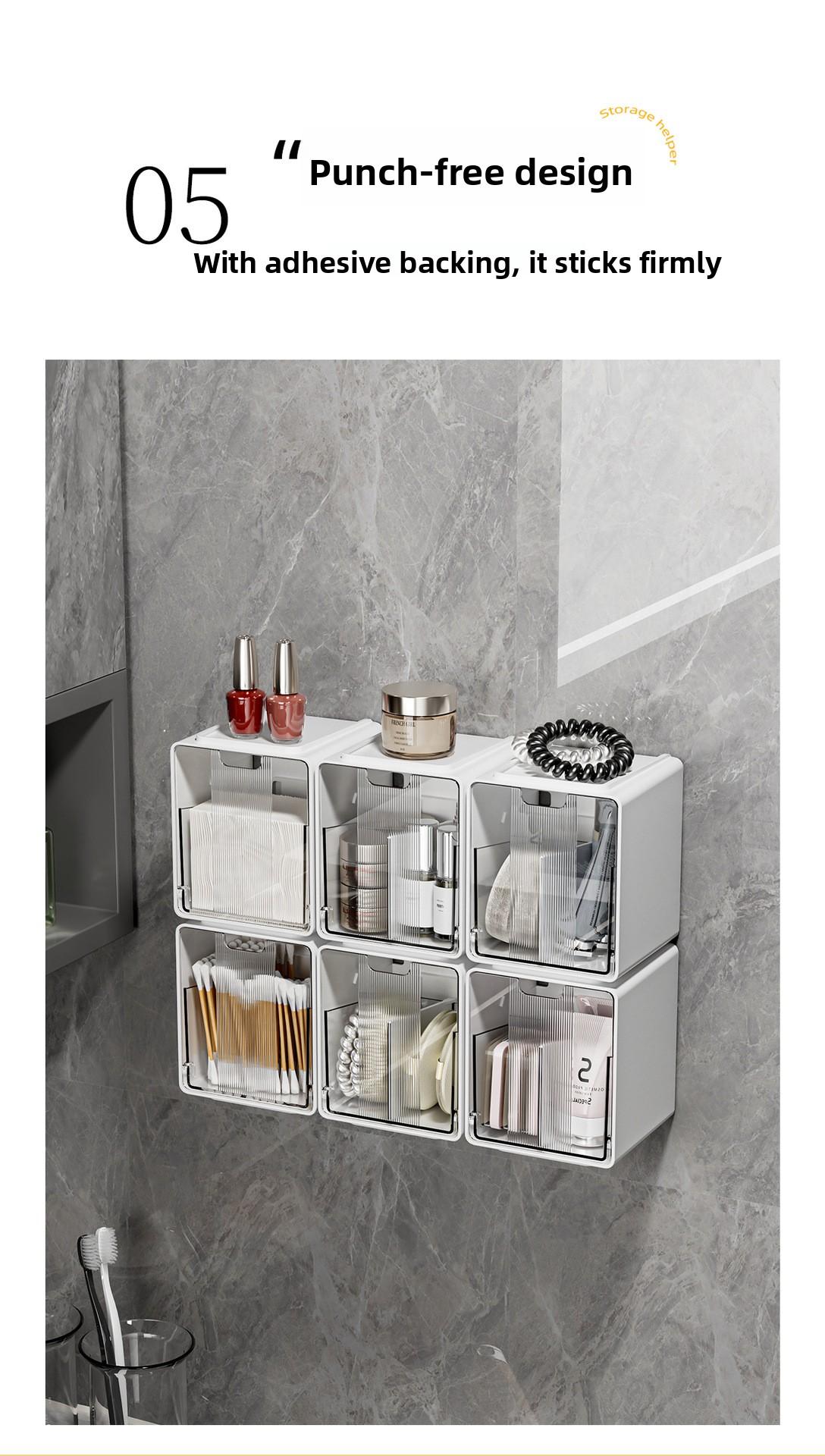 [Aesthetic] Clario Minimalist Hanging Storage Box - No Drill Desk Edge & Closet Shelf Organizer. Dual-Compartment Flip-Lid Container for Stationery & Jewelry. Dorm Essentials Desk Reset