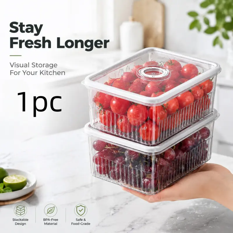 Clear Airtight Food Storage Containers, BPA-Free & Stackable, Transparent Design for Easy Kitchen Classification, Great for Fruits, Vegetables and Prepped Meals, Sealed Structure Keeps Food Fresh Longer