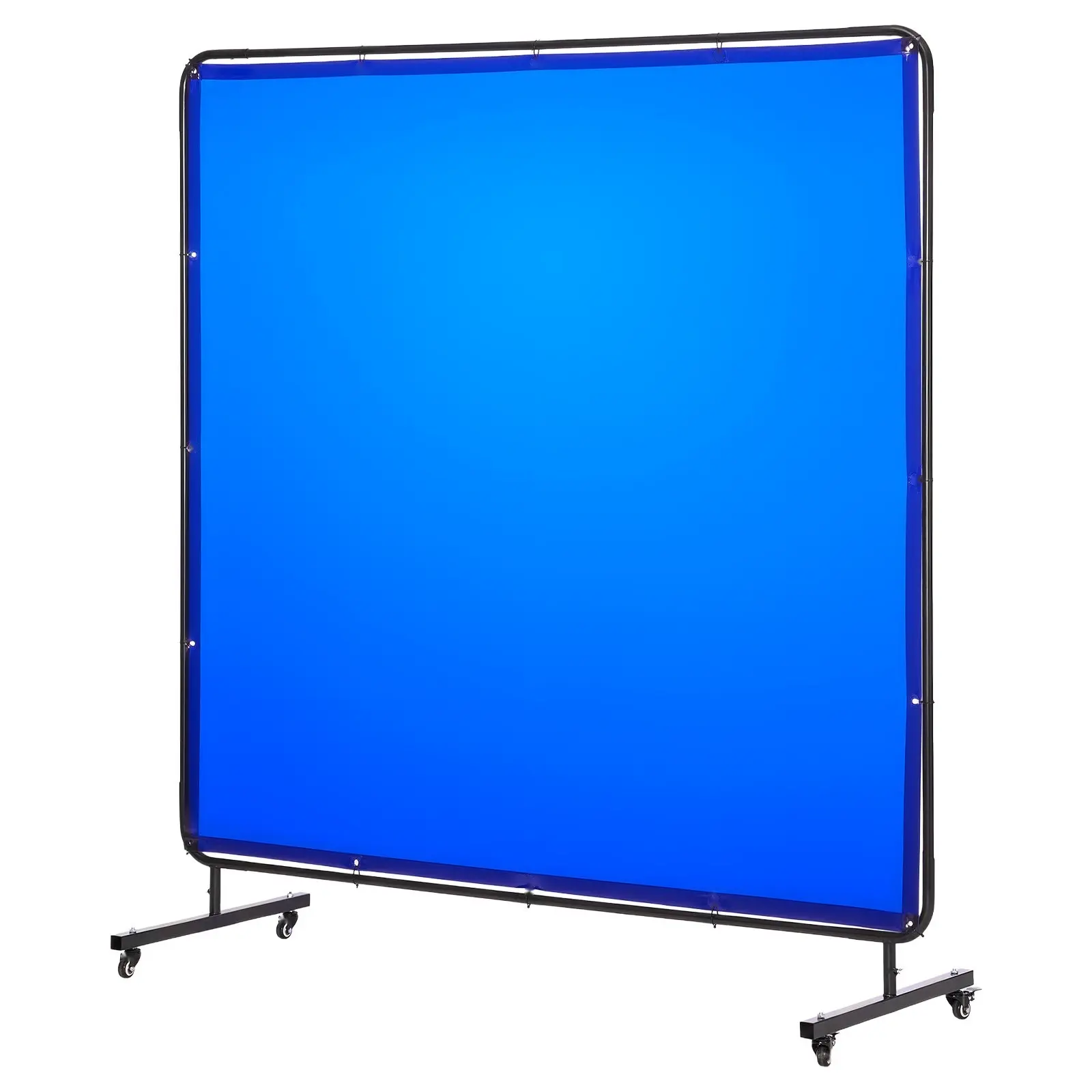 Welding Screen With Frame, 6 x 6 Ft Welding Curtain, Flame-Resistant Vinyl Safety Barrier With Lockable Swivel Wheels, 6-Level UV Protection for Workshop and Industrial Use, Blue Durable