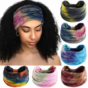 Women's 6-Pack Wide Knotted Headbands, Non-Slip Boho Tie-Dye Elastic Hair Bands for Workout, Everyday Use (Bag Accessory Charm/Twillie)