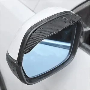 2 Pcs Black Carbon Fiber Side Mirror Rain Visor Guards, Waterproof Eyebrow Trim for Car SUV Truck