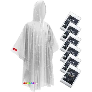 Rain Ponchos for Adults - Extra Long Emergency Poncho with Hood, 6/12/24 Family Pack Raincoat, Home Survival Kits