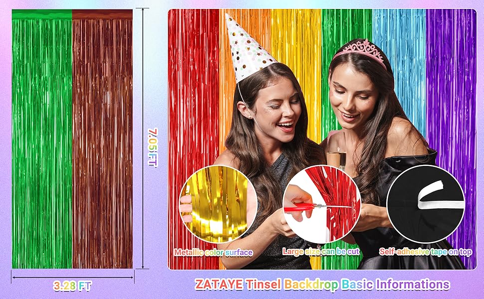 2 Pack Glitter Pink Backdrop, 3.28 FT x 7.05 FT Birthday Party Decorations, Pink Fringe Curtains Foil Streamer Tinsel, Pink Curtains Photo Backdrop Happy Birthday Valentines Day Backdrop