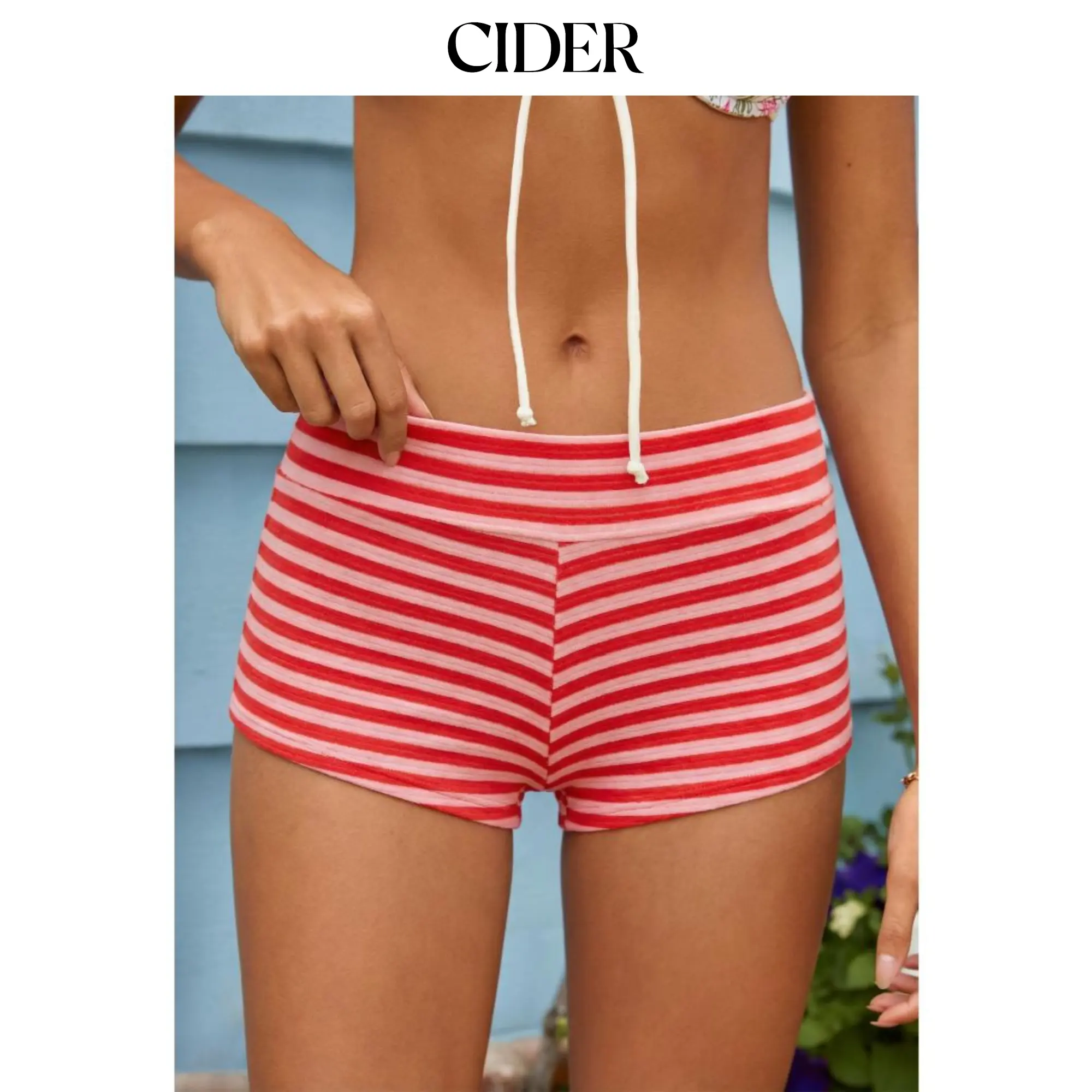 Cider Collarless Stripe Bracelet Shorts Cover Up
