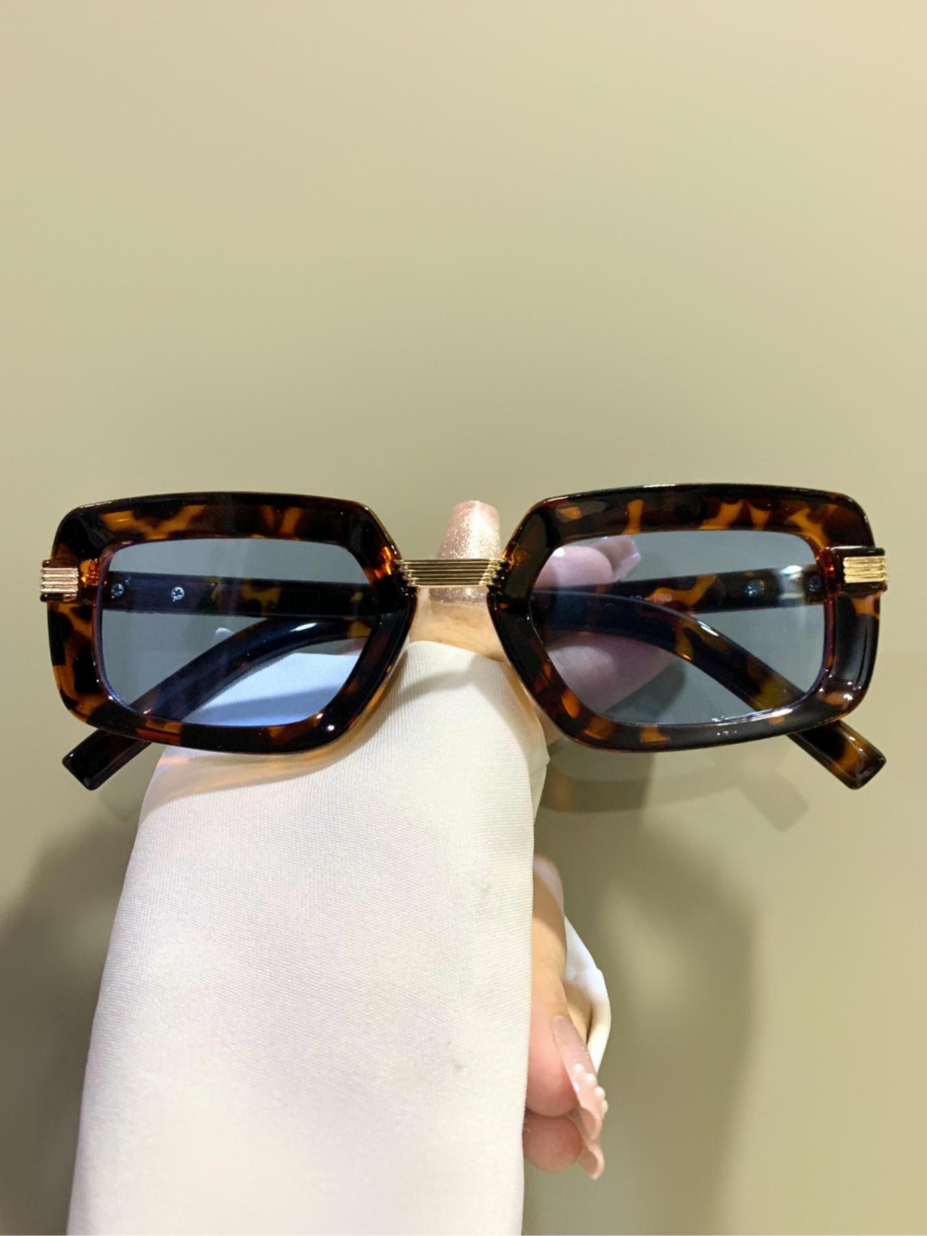 Unisex Vintage Rectangle Frame Glasses, Trendy Casual Glasses for Everyday Use, Fashion Accessories for Outdoor Activities