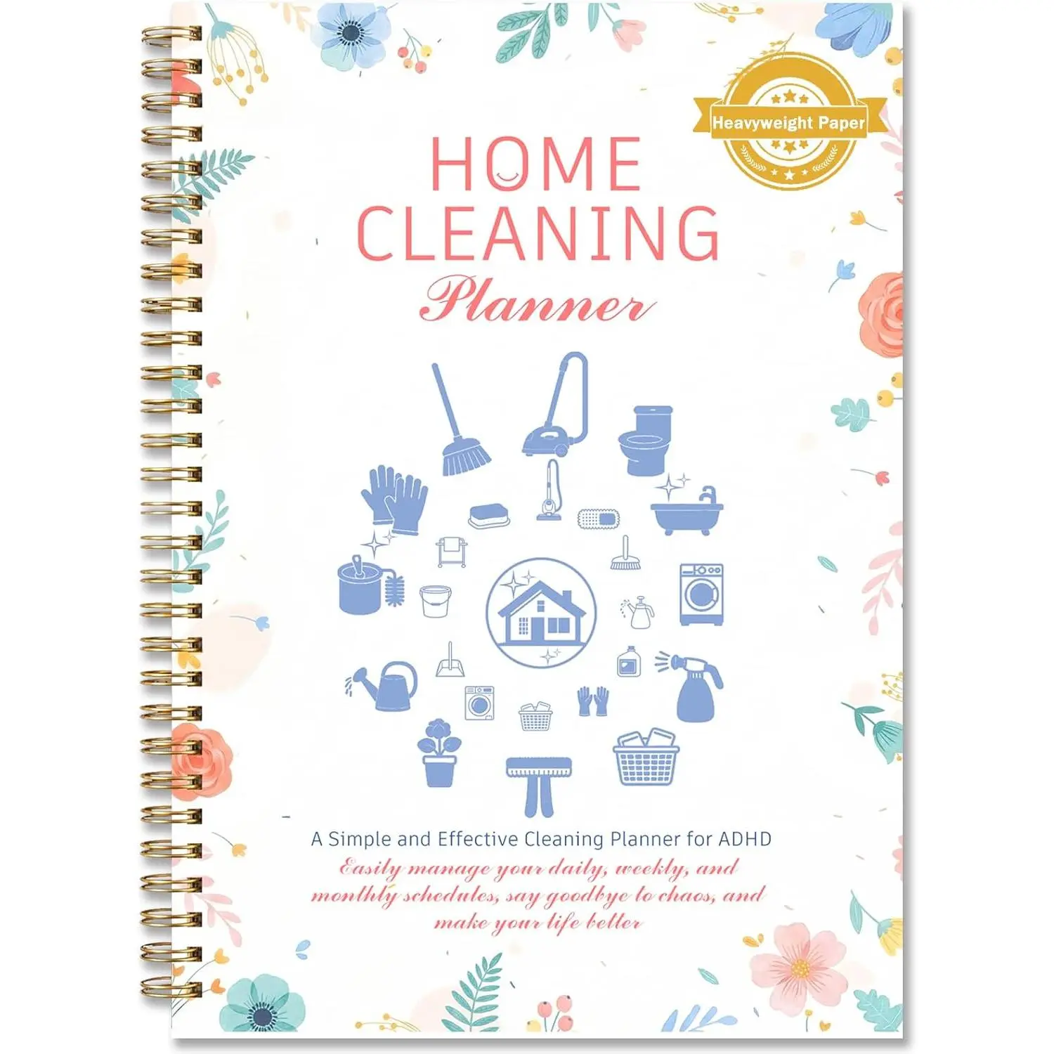 Household Cleaning Planner & Checklist Notebook - Adults & Teens Chore Tracking Organizer with Daily/Weekly/Monthly Schedules, Editable Tasks & Personalizable Lists (Office Stationery)