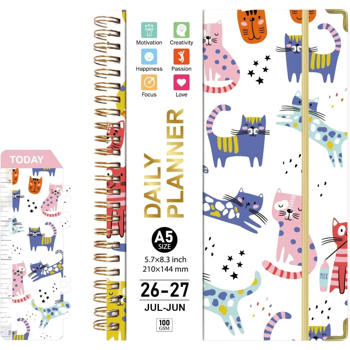 DoReFaSo Planner 2026-2027 Academic Monthly and Weekly A5 Student Planners | Cute Calendar Planner July 2026 - June 2027 Planner Hard Cover Planner A5 Agenda book with Tabs  planner Calendar