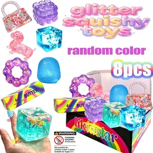 8-Piece Rainbow Butter Soft Toy Gift Set, Stress Relief Squeezing Ball, Random Colors, Kids Party Gifts, Adult Finger Stress Relief