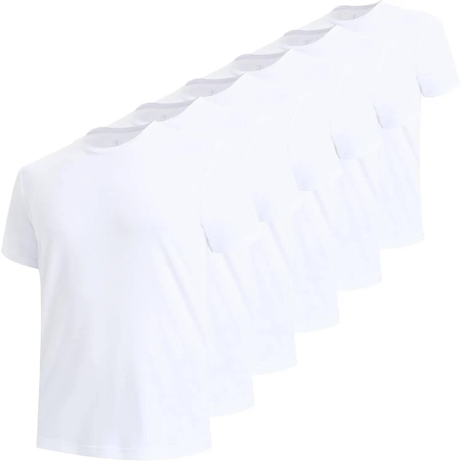 Men's 6-Pack Moisture Wicking Crewneck Undershirts - Breathable Stretch Soft Tees, Soft & Durable, Comfortable Fit, Cooler Casual Wear, Multiple Colors, Lightweight, Gym(Gift)