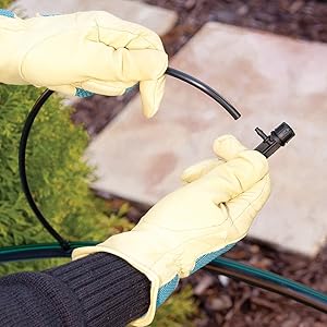 POTTEDKIT Drip Irrigation Container/Potted Plant Kit, Connects to Faucet/, 1/4" Drip Tubing, 360° Bubblers, T-Fittings and Pressure Regulator