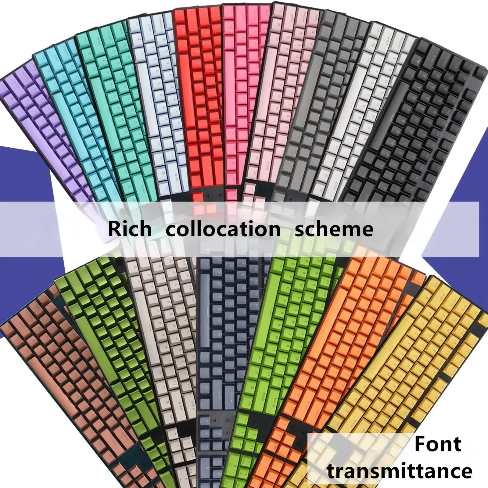 Viral Aesthetic Keycaps 16+ Colors! Font Transmittance Gaming Setup Essential | Desk Makeover Must-Have Gaming Keyboard Accessories