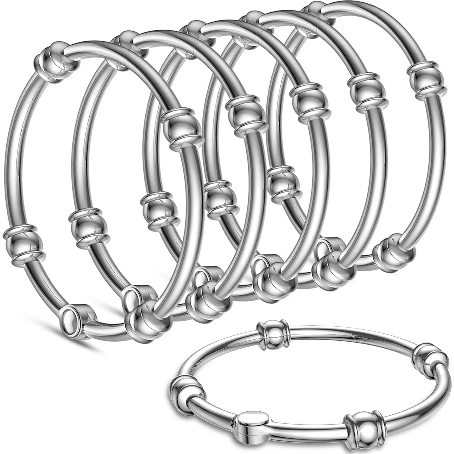 Shower Curtain Rings Hooks, Rustproof Shower Curtain Hooks for Bathroom, Decorative Metal Round Decorative Shower Curtain Rings for Shower Rod, Set of 12, Zinc Alloy, Chrome