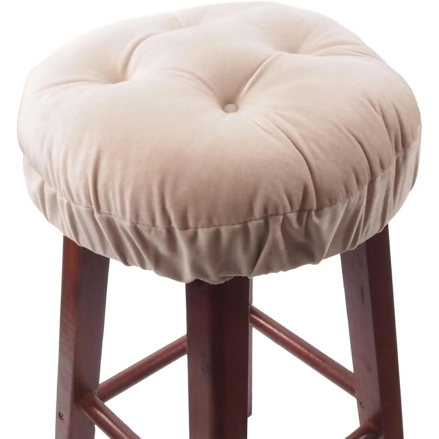 14" Round Soft Velvet Padded Bar Stool Cushion, Beige Stool Seat Cover, Room Decor, Home, One Piece, 14 In