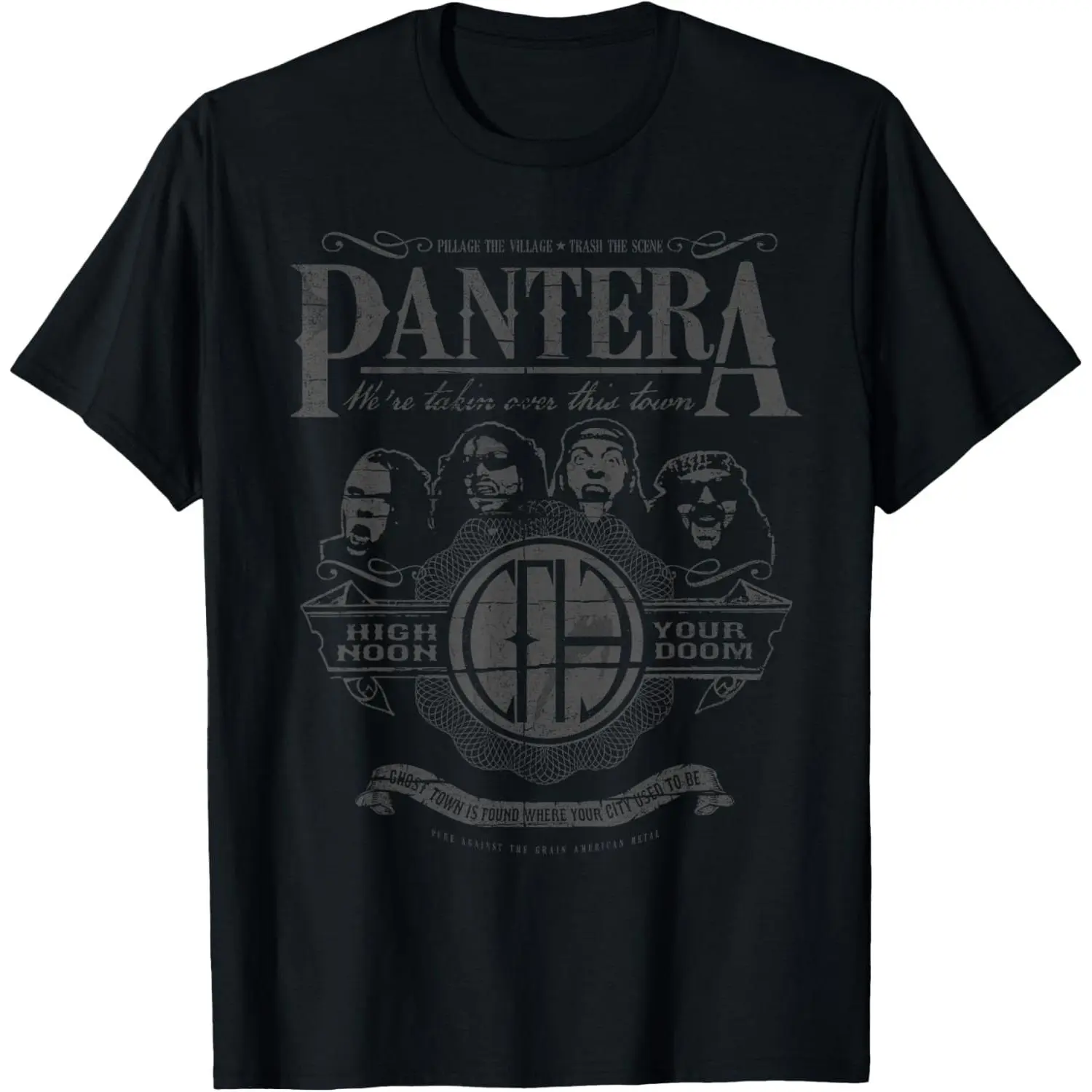 Men's Unisex Oversize Streetwear Vintage Graphic T-Shirt - Soft Cotton, Short-Sleeve, Crew Neck, Drop Shoulder, Breathable, Loose, Foldable, HD High Noon Novelty Print, XXL Option, Layer-Friendly for Casual & Halloween Costumes