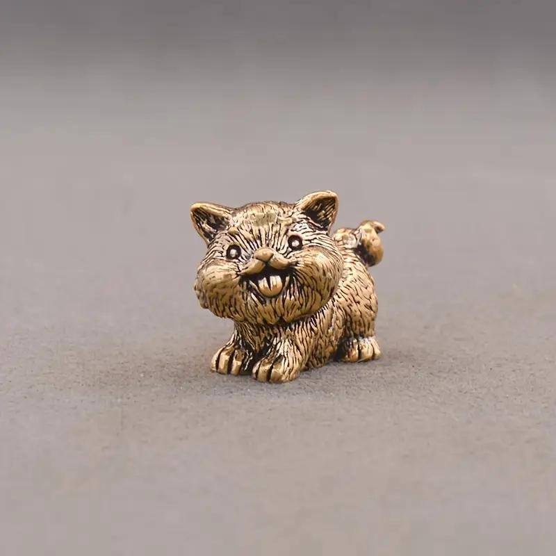 Brass Chinese Zodiac Dog Figurine Feng Shui Lucky Wealth Statue Vintage Home Office Desk Decor Ornament Handcrafted Metal Art Perfect Gift for Family Friends