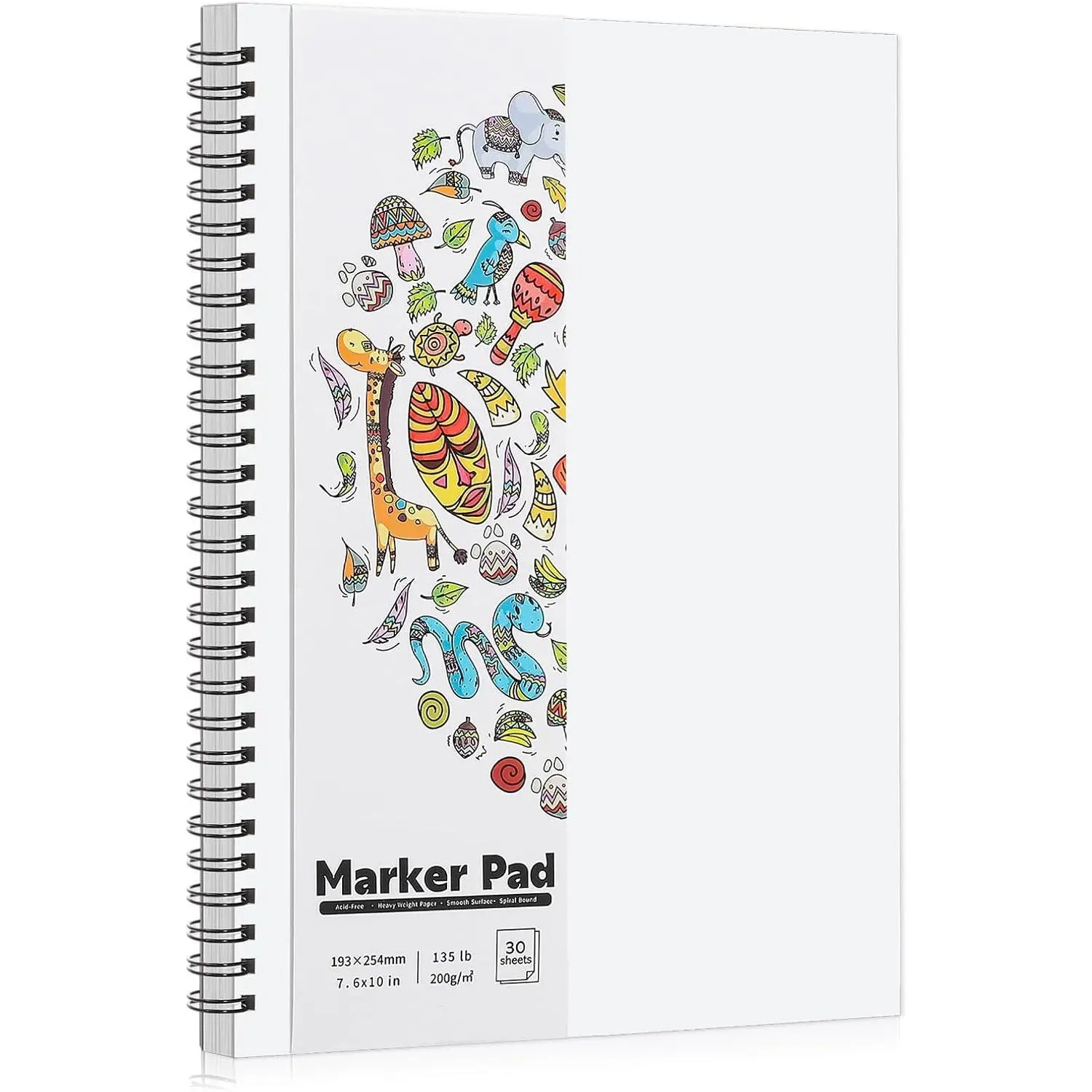 Drawing Marker Paper Pad with Drawing Ideas, 5×7 Inches, 30 Sheets, 200gsm, Double-Sided Bleedproof, Office & Art Supplies
