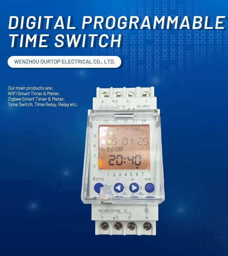 2 Channels Programmable 24Hours Time Clock Seconds Interval Time Switch with Two Relay Independent Outputs Digital Timer Switch
