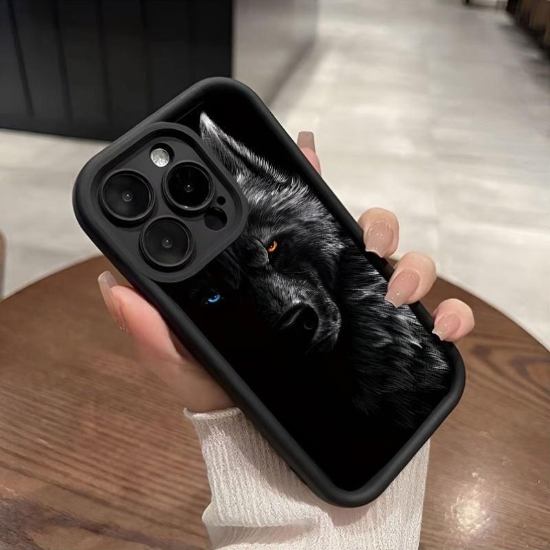 The New Creative Wolf Head Design Is Suitable for TPU Case for iPhone 17 Pro Max 16 16e 15 14 Plus 13 12 Mini 11 Air X XS Straight Edge Drop-Resistant Rugged Durable Cover Shell Gift 2D printing