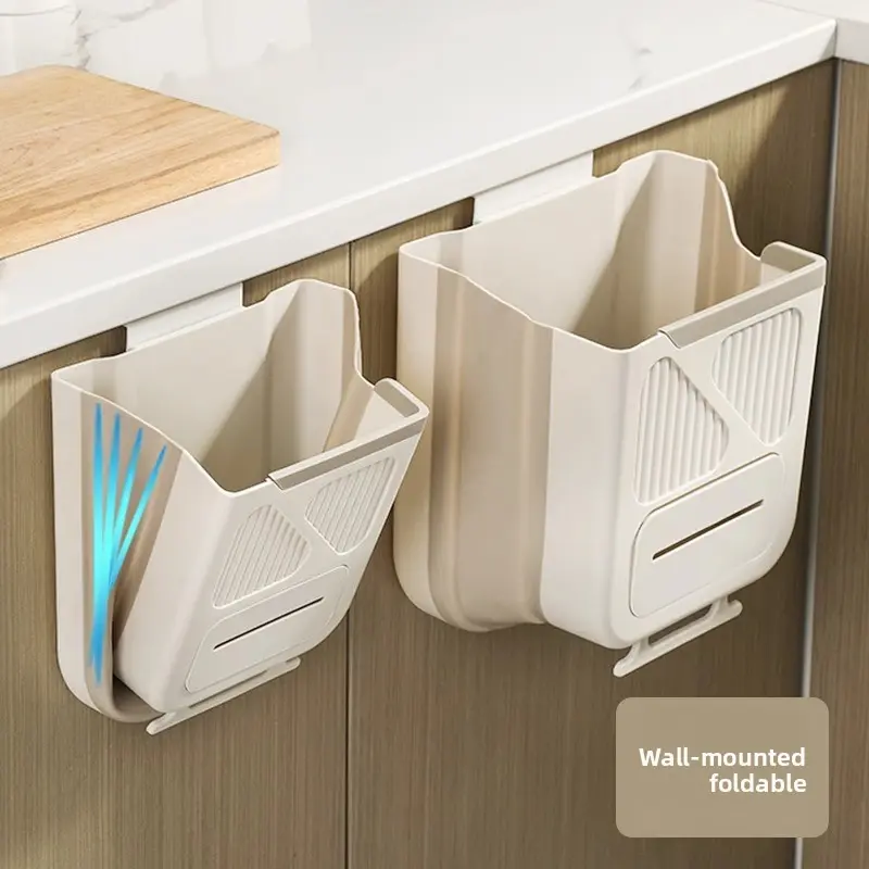 Foldable Overdoor Trash Bin Wall Mounted No Drilling Kitchen Bathroom Garbage Can Home Storage Garbage Container Organizer