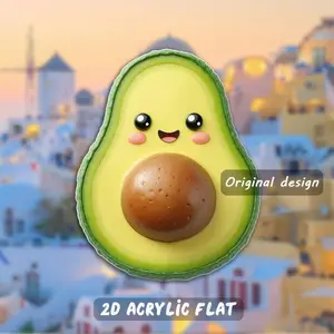 Cute Avocado Fridge Magnet - Smiling Face And Lively Big Eyes, 3.15Inch (8Cm) Acrylic Kitchen Decoration, Durable And Lightweight Avocado-Shaped Magnet, Ideal Gift for And Fans of Cute Items, Suitable for Kitchen