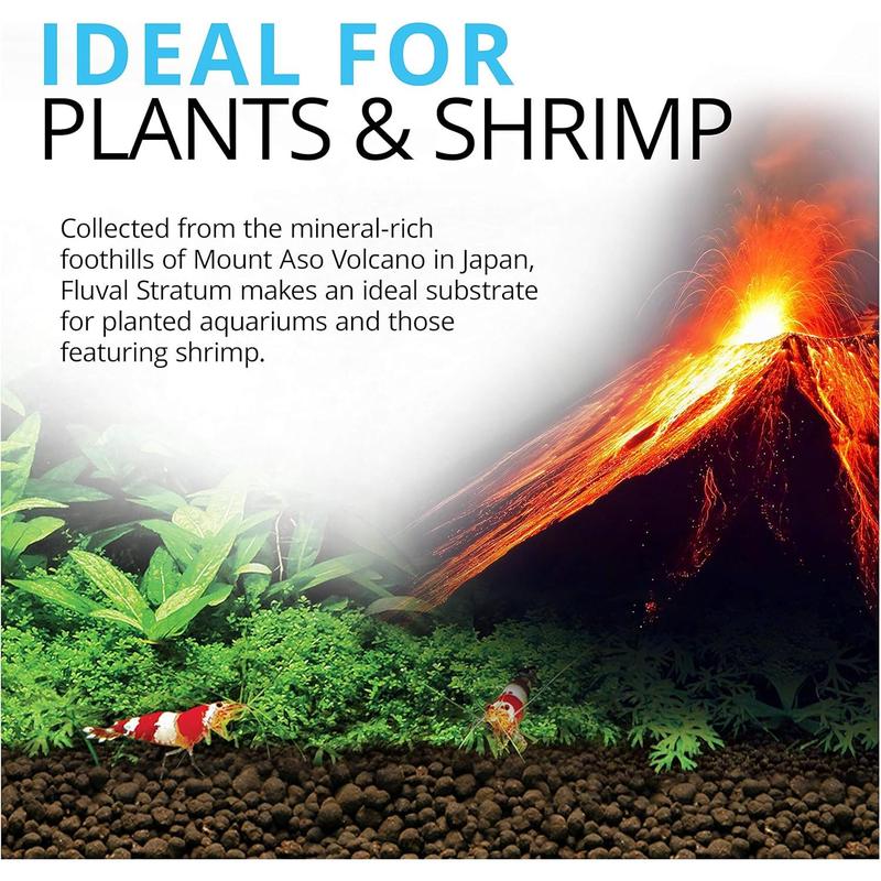 Fluval 12694 Plant and Shrimp Stratum for Freshwater Fish Tanks, 8.8 lbs. – Aquarium Substrate for Strong Plant Growth, Supports Neutral to Slightly Acidic pH