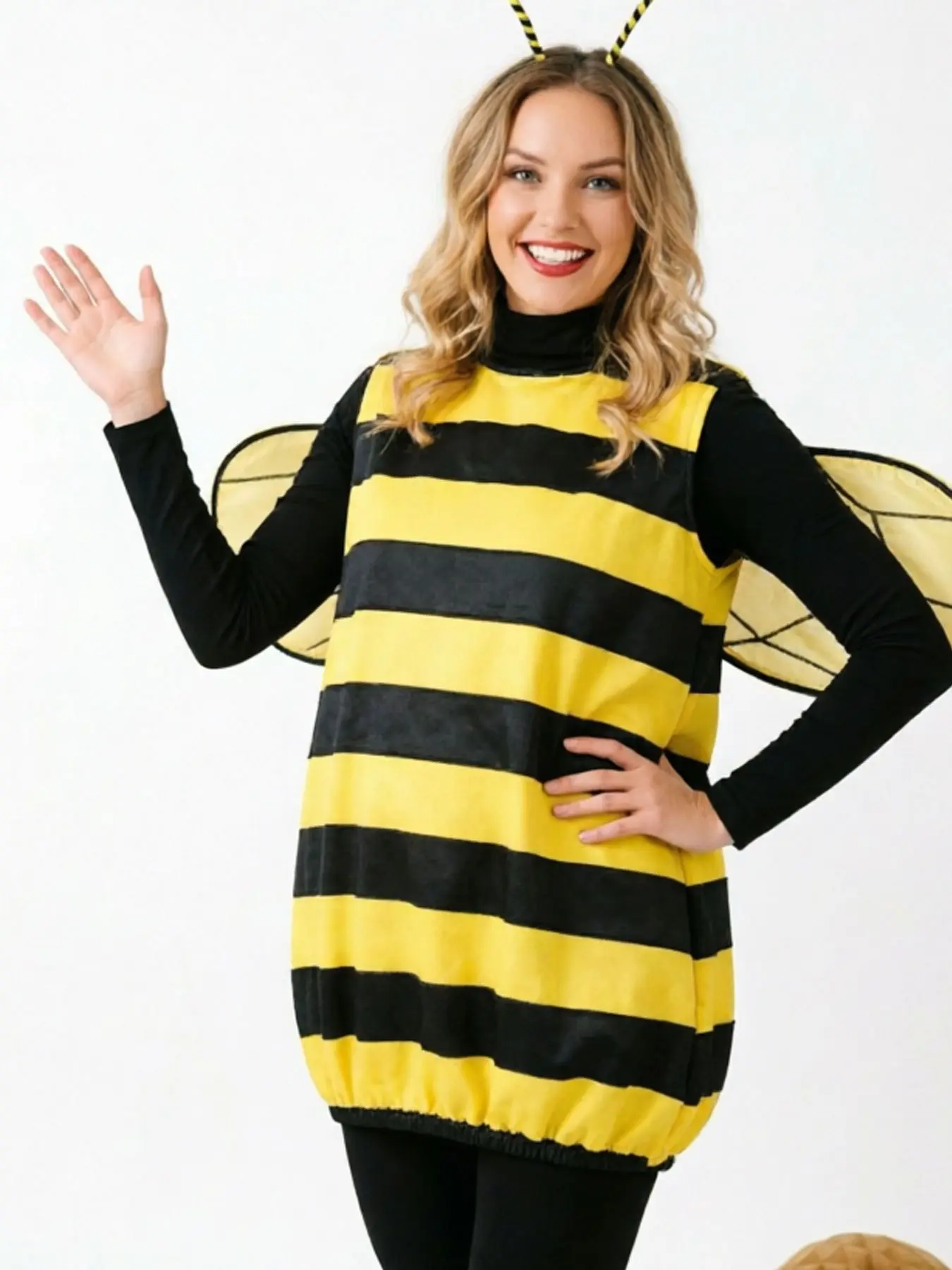 Yellow Complete Bee Costume for Women Halloween Carnival Dress Up Cosplay Accessories Props