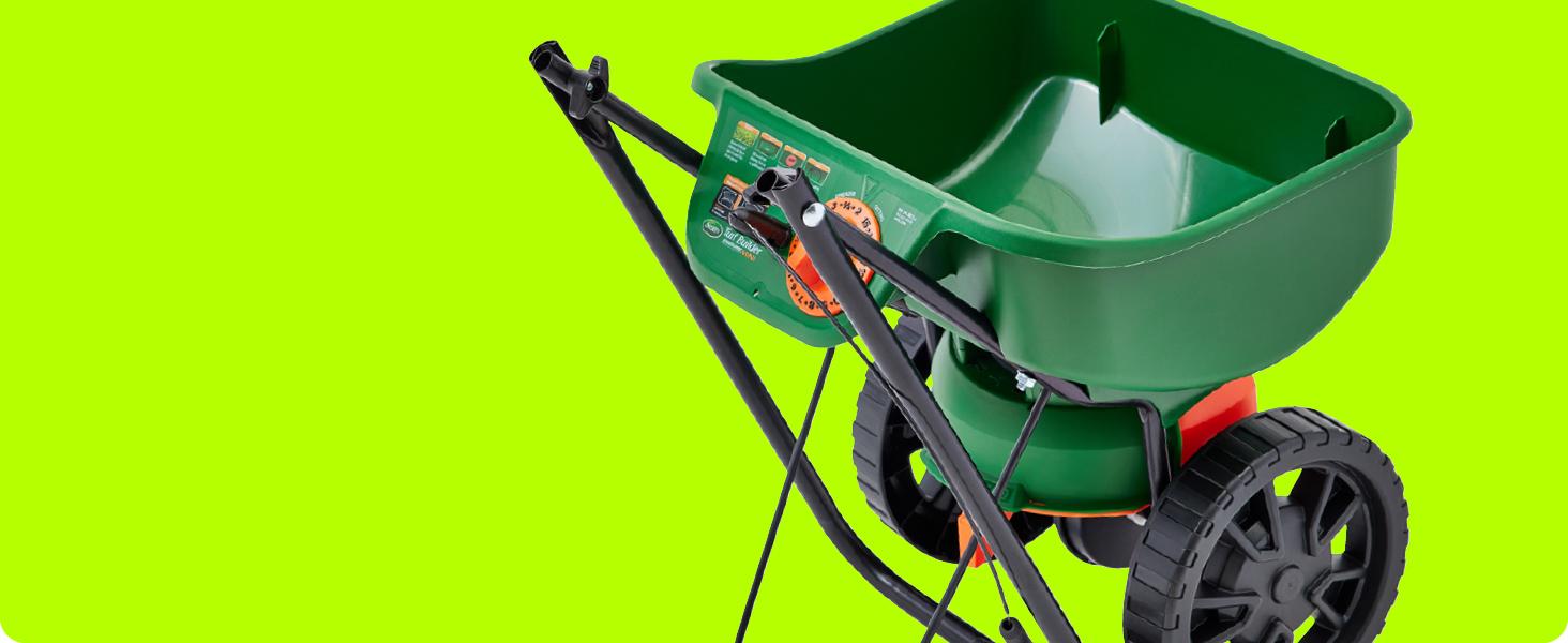 AGS Scotts Turf Builder EdgeGuard Mini Broadcast Spreader - Spreader For Lawn Fertilizer, Weed & Insect Control, Grass Seed, and Ice Melt, Holds Up To 5,000 sq.ft. of Product