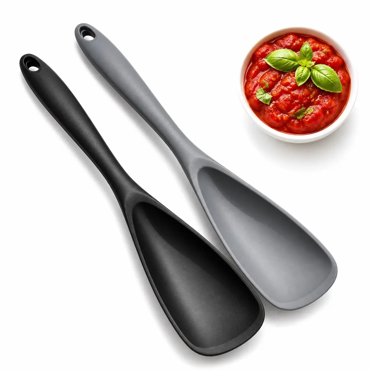 Silicone Duckbill Deep Spoon Scraper, One-Piece Long Handle Multi-Functional Pot Ladle, Stir Scoop Sauce Salad Baking Tool