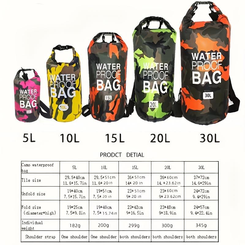 Camouflage Dry Bag High-Quality Floating Backpack 1.32-7.93 Gallons Roll-Top Design for Kayaking Rafting Boating Camping Durable Protection