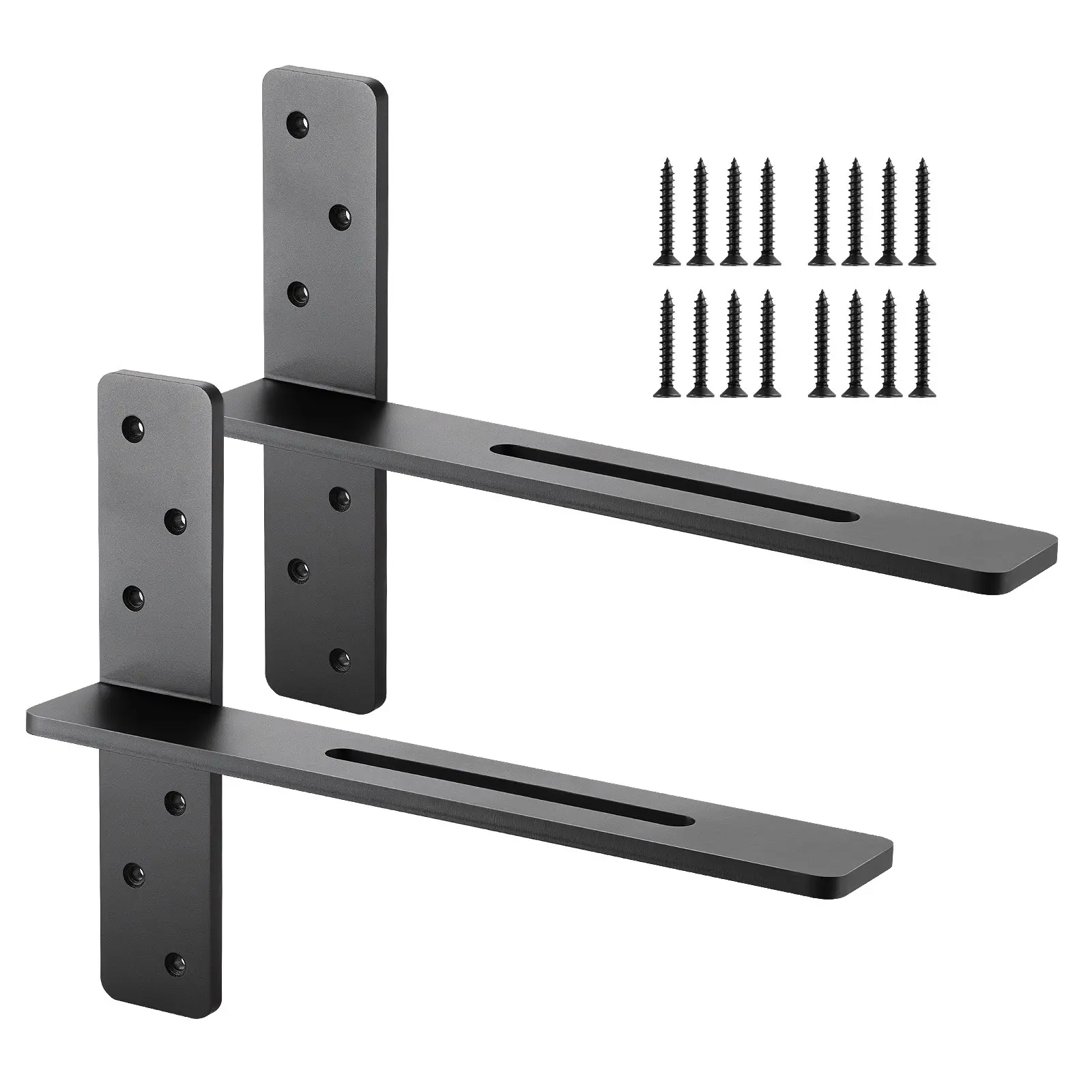 VEVOR Rectangular Concealed Wall Mount Floating Shelf Brackets (2 Pcs, ft-t-1612), 200 lbs/90 kg Capacity, 14.11 lbs Weight, 16x2.89x12 in Solid Steel Heavy Duty Hardware, for Shelves, Cabinets, Garage Workstations, Installation Made Easy with Screws