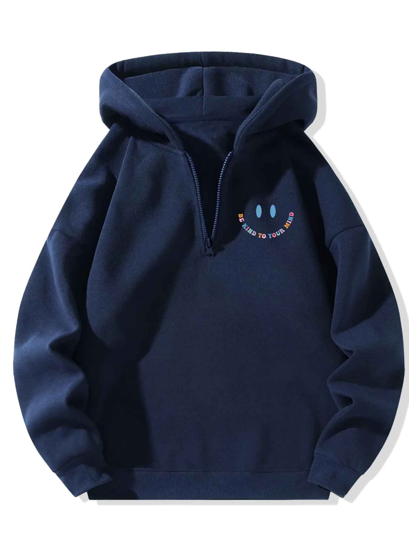 Women's Letter Print Half Zip Up Drop Shoulder Hoodie, Fashion Casual Hooded Sweatshirt for Daily Holiday Outdoor Wear, Women Clothing for Fall & Winter, Casual Pullover Hoodie